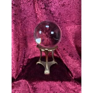 Vintage Curiosities - Crystal Ball On Brass Pedestal - Trinket Shelf Decor
